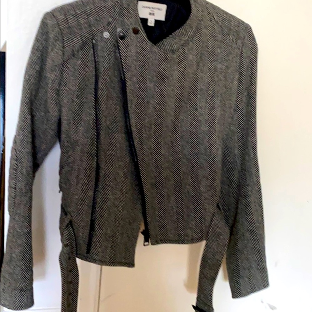 Uniqlo Moto grey herringbone jacket